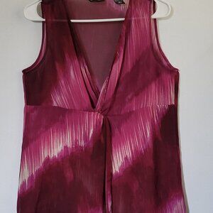 New York & Company Sheer Plum Sleeveless Blouse, Size M